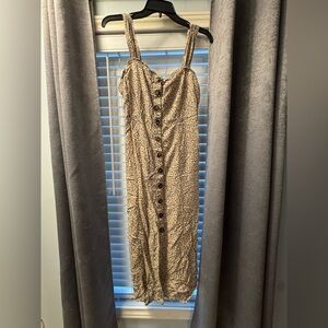 Japna Leopard Print Button Front Midi Dress Size Large